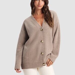 Cozy Earth 100% Cashmere Oversized V Neck Sunday Cardigan